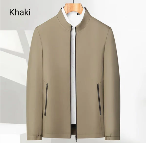 Men's Standing Collar Zipper Casual Jacket
