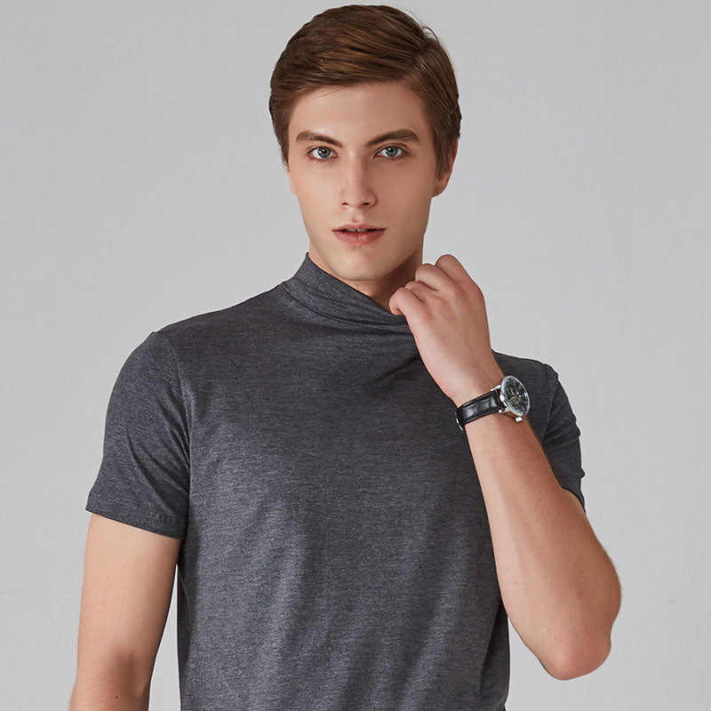 MEN'S T-SHIRT WITH STAND-UP COLLAR AND SLIM FIT